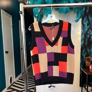 Chic Colorblock Sweater Vest - Multicolor